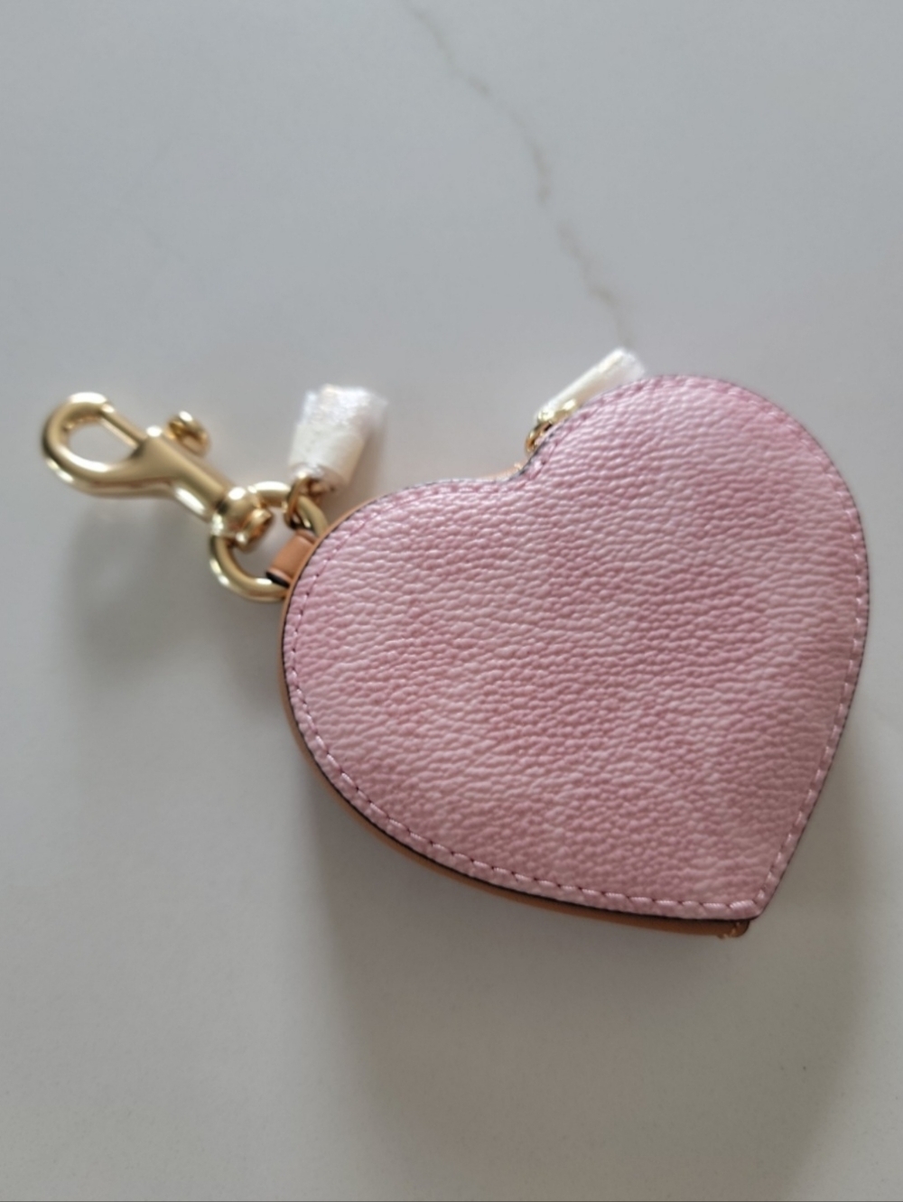Coach Heart Bag Charm In Pink Signature Canvas - Picture 2 of 5